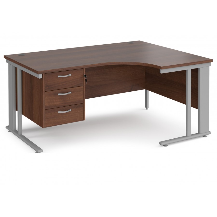 Maestro Cantilever Ergonomic Corner Desk with Fixed Pedestal